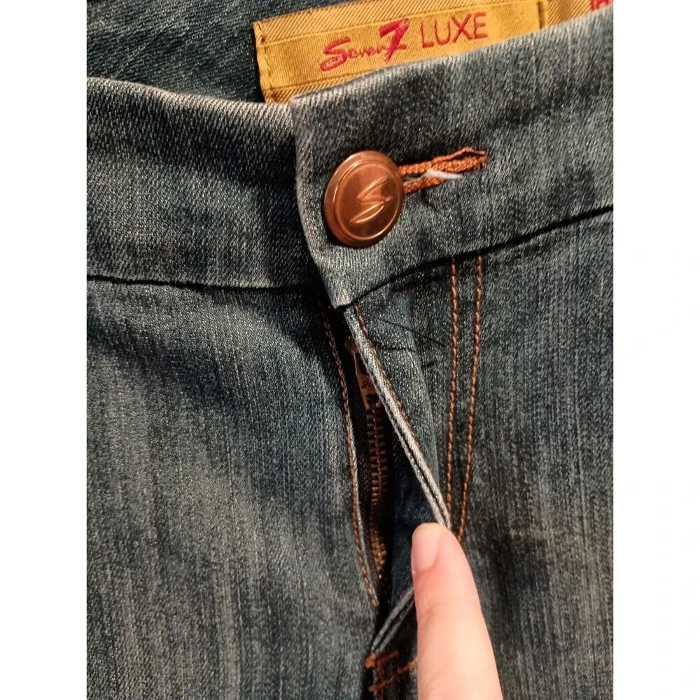 Seven 7 Luxe Medium Wash Thalia Womens Bootcut  Low Rise Y2K Jeans Plus Size 18